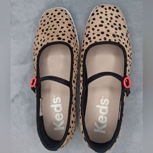 Keds Flats Womens Mary Jane Cow Tan Leather Square Toe Adjustable Buckle 8.5 M